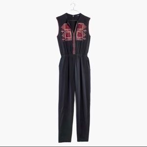 Madewell Embroidered Jumpsuit (silk, size 4)
